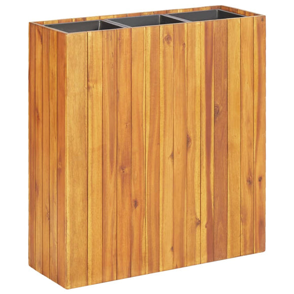 NNEVL Garden Raised Bed with 3 Pots Solid Acacia Wood