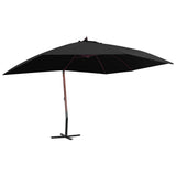 NNEVL Hanging Parasol with Wooden Pole 400x300 cm Black
