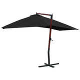 NNEVL Hanging Parasol with Wooden Pole 400x300 cm Black