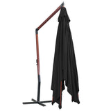 NNEVL Hanging Parasol with Wooden Pole 400x300 cm Black