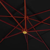 NNEVL Hanging Parasol with Wooden Pole 400x300 cm Black
