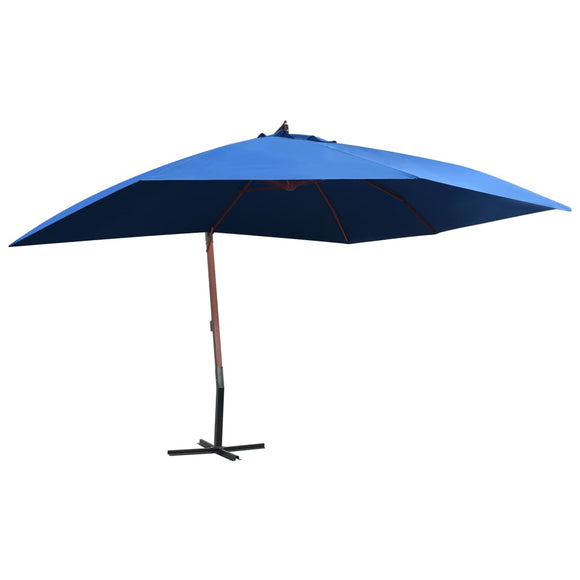 NNEVL Hanging Parasol with Wooden Pole 400x300 cm Blue