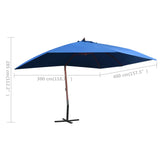 NNEVL Hanging Parasol with Wooden Pole 400x300 cm Blue