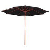 NNEVL Parasol with Wooden Pole 300x258 cm Black