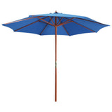 NNEVL Parasol with Wooden Pole 300x258 cm Blue