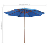 NNEVL Parasol with Wooden Pole 300x258 cm Blue