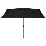 NNEVL Outdoor Parasol with Metal Pole 300x200 cm Black