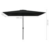 NNEVL Outdoor Parasol with Metal Pole 300x200 cm Black