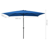 NNEVL Outdoor Parasol with Metal Pole 300x200 cm Azure