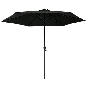 NNEVL Outdoor Parasol with LED Lights and Steel Pole 300 cm Black