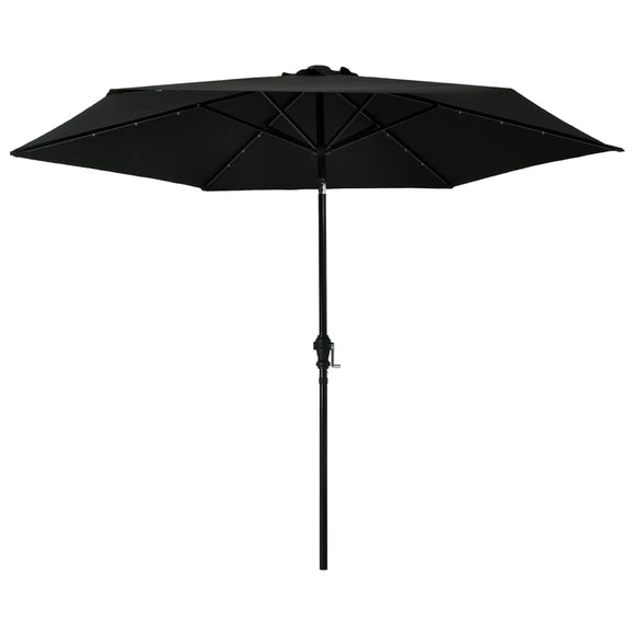 NNEVL Outdoor Parasol with LED Lights and Steel Pole 300 cm Black