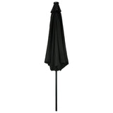 NNEVL Outdoor Parasol with LED Lights and Steel Pole 300 cm Black