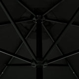 NNEVL Outdoor Parasol with LED Lights and Steel Pole 300 cm Black