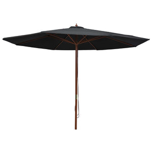 NNEVL Outdoor Parasol with Wooden Pole 350 cm Black