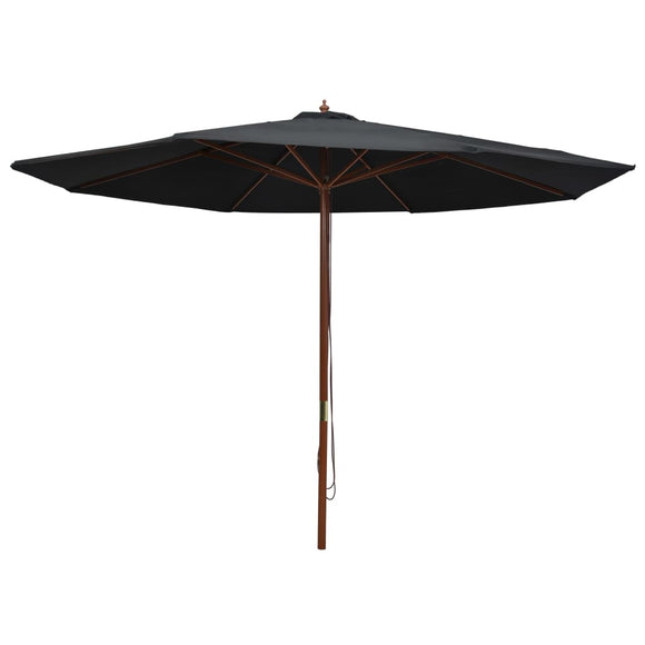 NNEVL Outdoor Parasol with Wooden Pole 350 cm Black