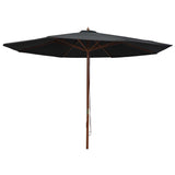NNEVL Outdoor Parasol with Wooden Pole 350 cm Black