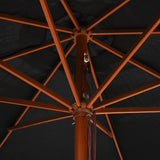 NNEVL Outdoor Parasol with Wooden Pole 350 cm Black