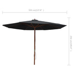 NNEVL Outdoor Parasol with Wooden Pole 350 cm Black