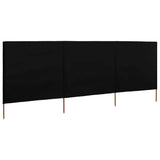 NNEVL 3-panel Wind Screen Fabric 400x120 cm Black