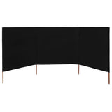 NNEVL 3-panel Wind Screen Fabric 400x120 cm Black