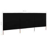 NNEVL 3-panel Wind Screen Fabric 400x120 cm Black