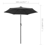 NNEVL Parasol Anthracite 200x211 cm Aluminium