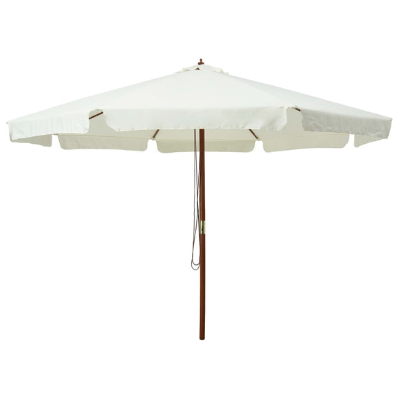 NNEVL Outdoor Parasol with Wooden Pole 330 cm Sand White
