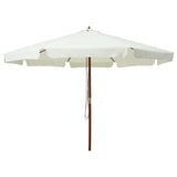 NNEVL Outdoor Parasol with Wooden Pole 330 cm Sand White