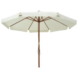 NNEVL Outdoor Parasol with Wooden Pole 330 cm Sand White