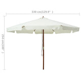 NNEVL Outdoor Parasol with Wooden Pole 330 cm Sand White