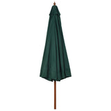 NNEVL Outdoor Parasol with Wooden Pole 330 cm Green