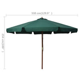 NNEVL Outdoor Parasol with Wooden Pole 330 cm Green