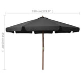 NNEVL Outdoor Parasol with Wooden Pole 330 cm Anthracite