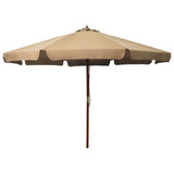 NNEVL Outdoor Parasol with Wooden Pole 330 cm Taupe