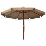 NNEVL Outdoor Parasol with Wooden Pole 330 cm Taupe