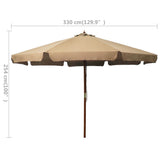 NNEVL Outdoor Parasol with Wooden Pole 330 cm Taupe