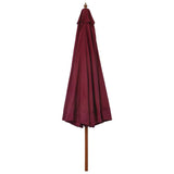 NNEVL Outdoor Parasol with Wooden Pole 330 cm Burgundy