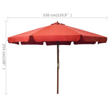 NNEVL Outdoor Parasol with Wooden Pole 330 cm Terracotta