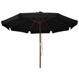 NNEVL Outdoor Parasol with Wooden Pole 330 cm Black