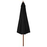 NNEVL Outdoor Parasol with Wooden Pole 330 cm Black