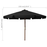 NNEVL Outdoor Parasol with Wooden Pole 330 cm Black