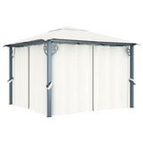 NNEVL Gazebo with Curtain 300x300 cm Cream Aluminium