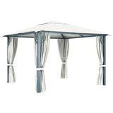 NNEVL Gazebo with Curtain 300x300 cm Cream Aluminium