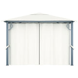 NNEVL Gazebo with Curtain 300x300 cm Cream Aluminium