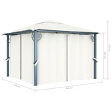 NNEVL Gazebo with Curtain 300x300 cm Cream Aluminium