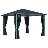 NNEVL Gazebo with Curtain 300x300 cm Anthracite Aluminium