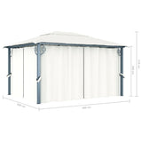 NNEVL Gazebo with Curtain 400x300 cm Cream Aluminium