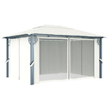 NNEVL Gazebo with Curtain 400x300 cm Cream Aluminium