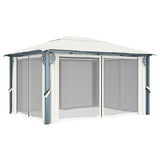 NNEVL Gazebo with Curtain 400x300 cm Cream Aluminium