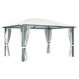 NNEVL Gazebo with Curtain 400x300 cm Cream Aluminium